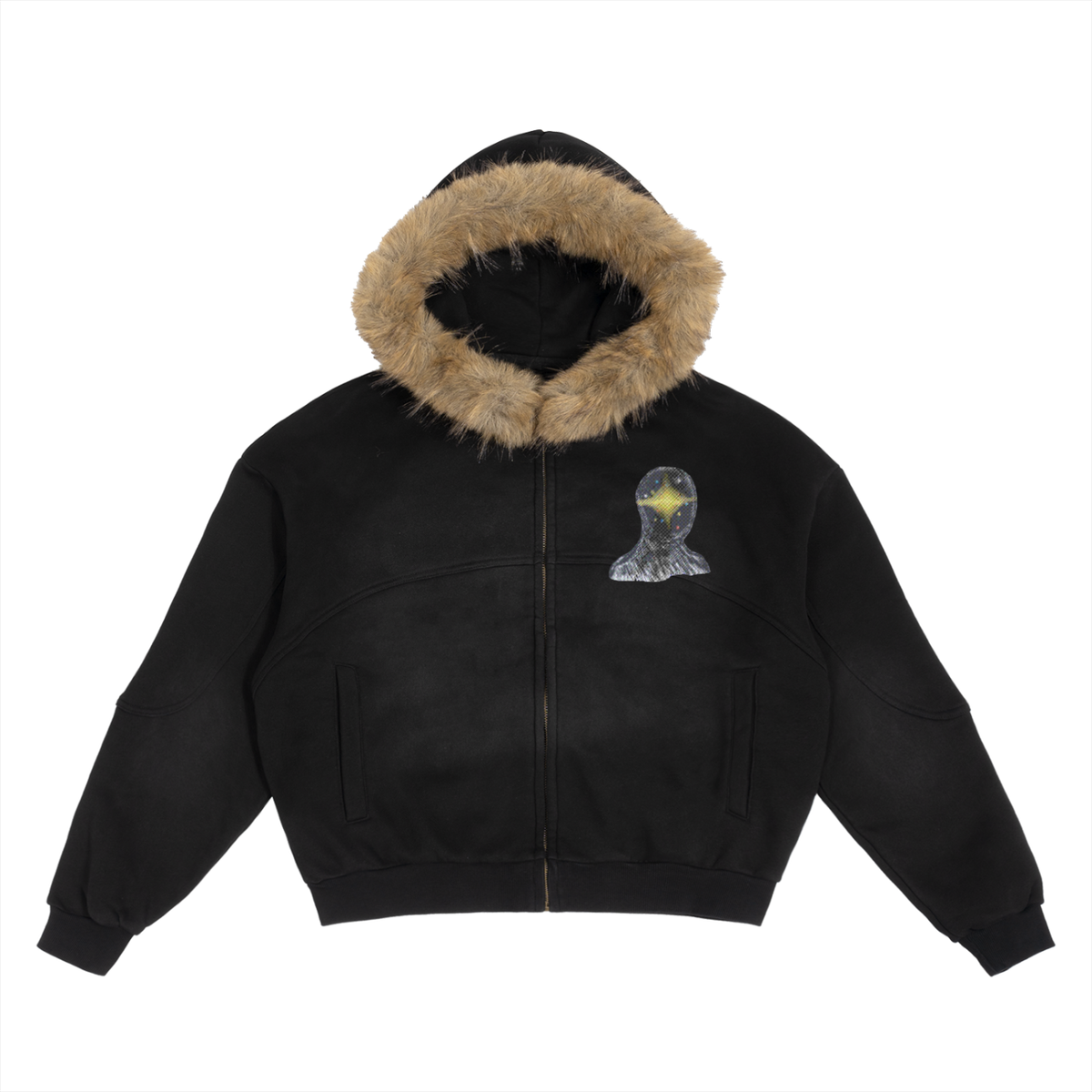 Retro Flip Detachable Fur Hoodie